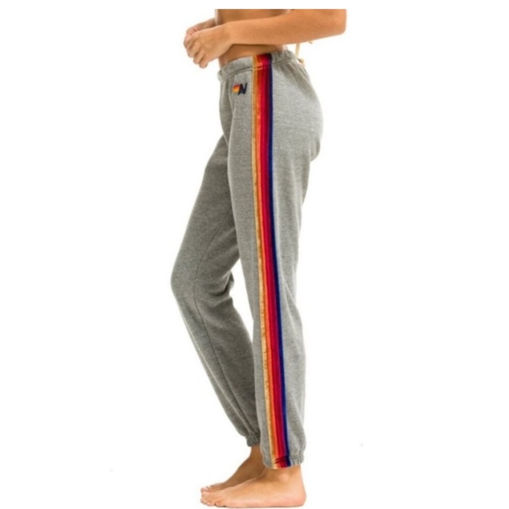 Aviator Nation 5 Velvet Stripes Gray Joggers in XS